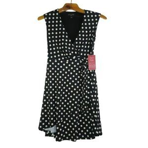 Truth & Fable Sleeveless A Line Dress Women's Size XL Black White Polka Dot